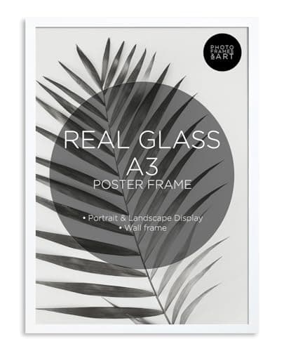Image of pf+a REAL GLASS White Picture Frame For A3 Poster - Oxford White A3 (29.7x42cm) Picture Frame / A3 Frame