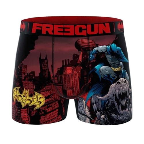 Image of FREEGUN DC Comics Batman Gotham City Men's Boxer Shorts, Batman Red DC24, L