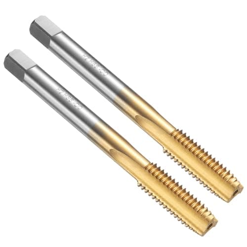 Image of sourcing map 2pcs Straight Flute Thread Tap, M8 x 1.25 Left Hand Metric Titanium Coated Screw Threading Tapping Tool Thread Milling Machine Taps, M35 High Speed Steel with Cobalt
