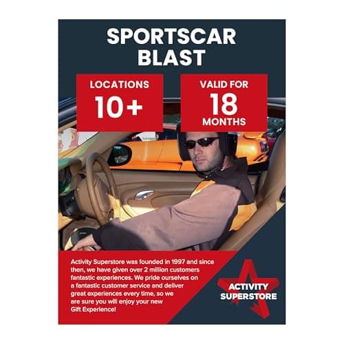 Image of Activity Superstore Sportscar Blast Gift Experience Voucher, Available at 10+ UK Locations, Experience Days, Driving Gifts, Track Days, Birthday Gifts