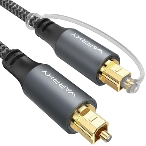 Image of WARRKY Optical Cable for Soundbar to TV, Optical Cable, 1.8M / 6FT [Alloy Case, Nylon Braided, 24K Gold-Plated] Digital Optical Audio Cable Toslink, Compatible with Samsung, LG, Sony, Xbox etc.