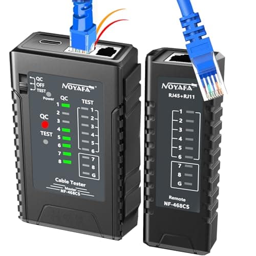 Image of NF-468CS Network Cable Tester Ethernet Tester for RJ45 RJ11 RJ12 POE /Cat5 Cat5e Cat6 Cat6a Cat7 UTP/Shield Cables LAN Connection Verifier Cable Test Tool (Professional Grade-black)