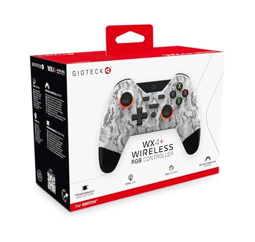 Image of Gioteck WX4+ Wireless Controller for Nintendo Switch - Light Camo - with Customisable RGB Lighting and Programmable Back Buttons - Bluetooth Compatible