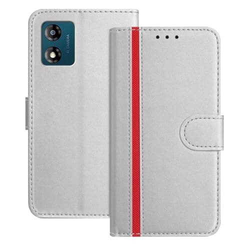 Image of Mo-Beauty Compatible with Motorola Moto E13 Case, Leather Flip Wallet Cover with Magnetic Closure [Kickstand] [Magnetic] [Card Slots] Case for Moto E13 (White)