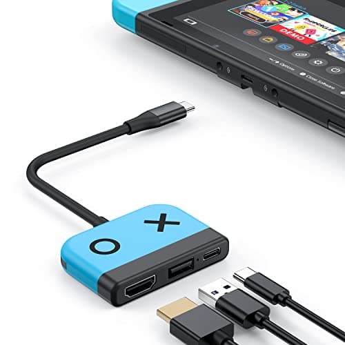 Image of GKEAPZA Switch Dock for Nintendo Switch OLED, 3-in-1 TV Adapter with 4K HDMI, USB 3.0 Port, Type C 65W PD Charging, Portable Gaming Dock