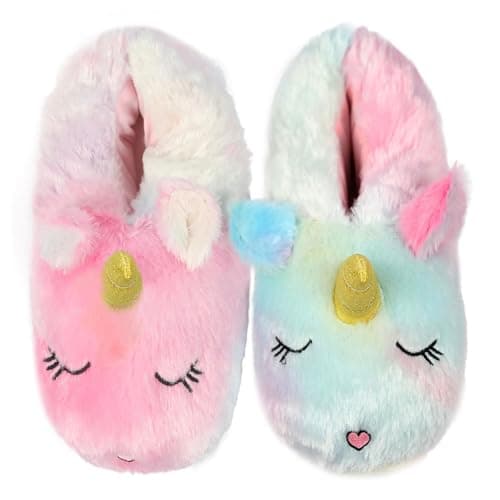 Image of A2Z Kids Ladies Girls Womens Unicorn Slippers Soft Warm Plush 3D Animal Face Indoor Footwear - Slipper Unicorn 13/1 UK CH