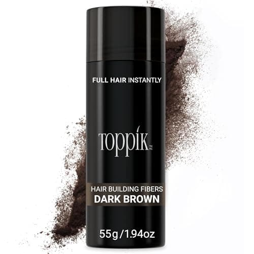 Image of Toppik, Hair Building Fibres Powder for a Thicker-looking Hairline, Crown and Beard, Instant Thinning Concealer for Men and Women, 55g, Dark Brown