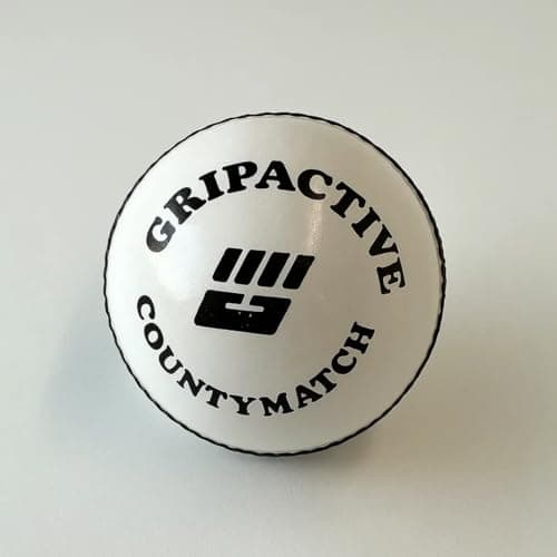 Image of Grip Active County Match White Cricket Ball, Premium Leather, Hand-Stitched, Ideal for Professional Matches