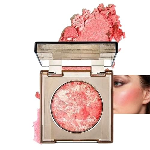 Image of Baked Blush for Mature Skin,Buildable Blush Powder, Long-lasting 24H Wear, Shimmer Brick Pressed Blusher,Transfer, Water & Sweat Resistant Buildable Cheek Makeup for Dimensional Look(Red)