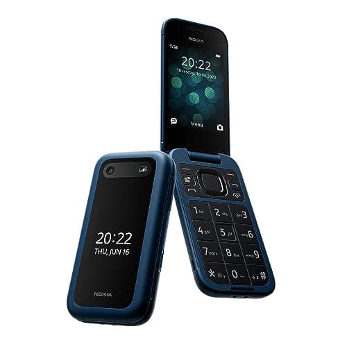 Image of Nokia 2660 Flip Feature Phone with 2.8" display, 4G Connectivity, Hearing Aid Compatibility (HAC), built-in camera, MP3 player, wireless FM radio and classic games (Dual SIM), Blue