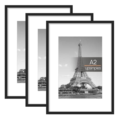 Image of upsimples A2 Picture Frame, 3 Pack Black Photo Frame, A2 Frames 42 x 59,4cm