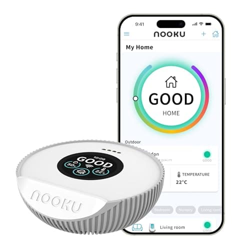 Image of nooku Mini - Indoor Air Quality Monitor - Tracks 5 Key Metrics (VOC, Humidity, Temperature, NOx, eCO2) - Pollution Monitor for a Healthy Smart Home