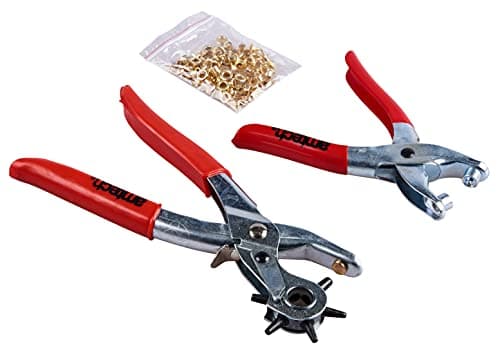 Image of Amtech – Leather Punch & Eyelet Plier Set with 100 Eyelets, 6 Punch Sizes, for Belts, Bags, Canvas, Clothing & Craft Projects, Durable Hole Making with Long-Lasting Eyelet Reinforcement