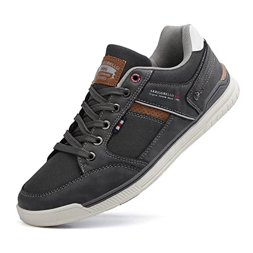 Image of Mens Trainers Casual Shoes Fashion Leather Canvas Sneakers Lace Up Grey 9