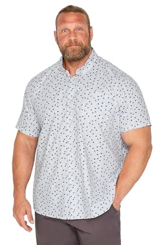 Image of BadRhino Big & Tall Floral Print Short Sleeve Shirt - Men's - Plus Size Curve White
