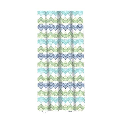 Image of Sabichi Waves PEVA Shower Curtain - 180 x 180 cm (71 x 71 Inch) - Waves Patterned - Multicolour Shower Curtain - Mould Resistant - Easy To Clean - BPA Free - Includes 12 Plastic Hooks