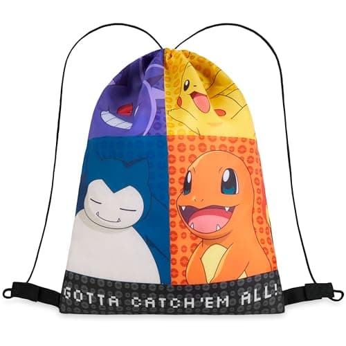 Image of Pokemon Drawstring Bags for Kids Pikachu Swimming Bag Anime String Backpack Teens School PE Kit Travel Beach Holiday Sports Gym (Multi)