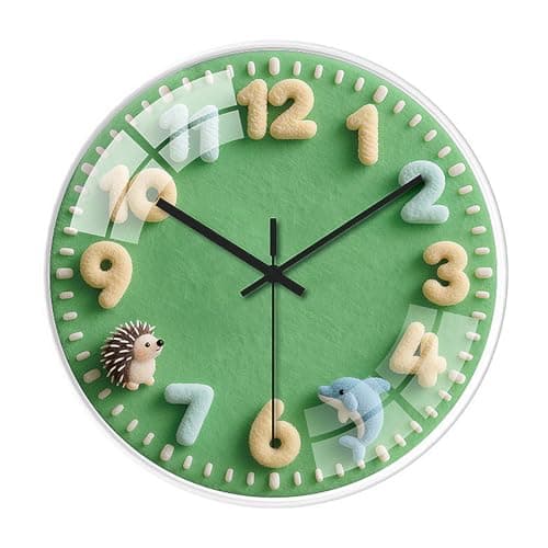 Image of ALEENFOON Kids Wall Clock 12 Inch Silent Wall Clocks Non Ticking Animal Themed Decorative Clock Childrens Round Wall Clocks for Living Room,Bedroom, Classroom, Kitchen, Children's Room