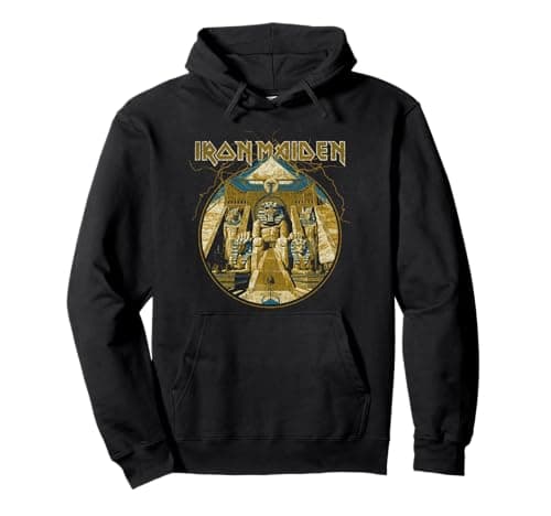 Image of Iron Maiden Lightning Circle Gold Black Pullover Hoodie