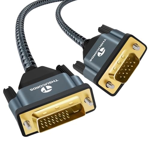 Image of Thsucords DVI to VGA Cable 1M, Uni-Directional DVI-D to VGA Adapter Male to Male Gold-Plated Braided 1080P Full HD Cord for HDTV, PC,Laptop, Monitor, Projector