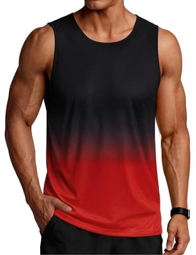 Image of PINSPARK Tank Top for Men Workout Sleeveless T-Shirts Training Summer Bodybuilding Vests Athletic Red S