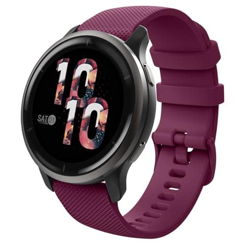 Image of MoKo Strap Compatible with Vivoactive 4S/Venu 4 41mm/3S/2S/Forerunner 265S/255S/255S Music/Vivomove 3S, 18mm Soft Silicone Replacement Watch Band Sport Wristband, Wine Red