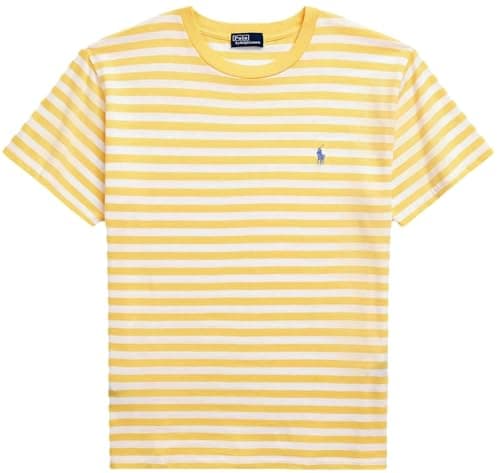 Image of Polo Ralph Lauren Womens Crew Neck Jersey T-Shirt, Stripped Yellow/White, L