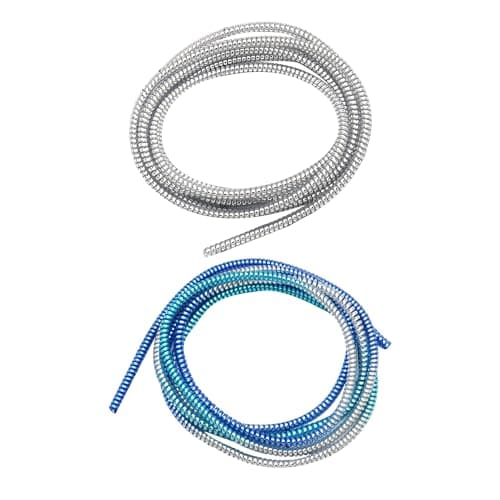Image of 2 Pack 2.8m Data Cable Protective Sleeves - Prevent Pets Biting, Gradient Blue & Bright Silver