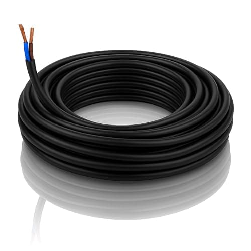 Image of LampStation 2 Core 0.75mm 240V Black Round Flex Cable 3182Y - Flexible PVC Stranded Copper Wire for Lamps, Lighting & Small Appliances - BASEC Approved - 3 Metres