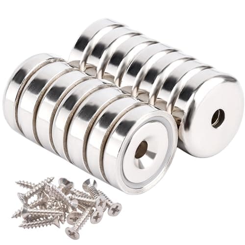 Image of Aenienoe 14 Pack Neodymium Magnets Strong 30lb Pulling Force 20mm with Countersunk Hole and Screws Extra Strong Magnets Silver