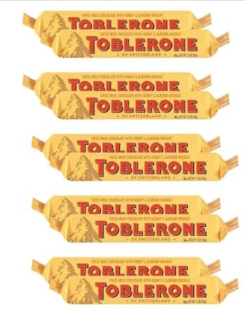 Image of Toblerone Milk Chocolate 35g × 12 – Swiss Chocolate Bar with Honey & Almond Nougat – Creamy & Delicious Treat for Gifting, Easter, Birthdays & All Occasions – Iconic & Irresistible Snack
