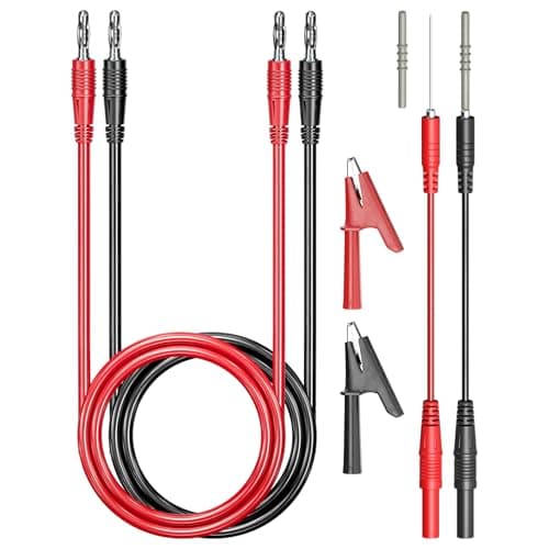 Image of Cleqee 4mm Banana Plug Test Leads Kit with Wire Piercing Probes Extension Cables, Alligator Clips for Multimeter Electrical Testing Red&Black
