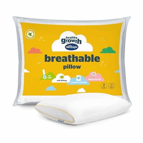 Image of Silentnight Healthy Growth Breathable Pillow - Kids Pillow with Mesh Sides for a Refreshing Nights Sleep - Cotton, Anti Bacterial and Machine Washable, White