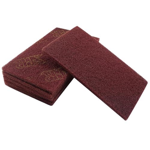Image of Seimneire 12Pack Red Scotch Brite Pad, 8"x5" (200x125mm) General Purpose Hand Pads, Fine Grade Multi-Purpose Abrasives for Surface Prep Paint Adhesion, Scratch & Scour Removal