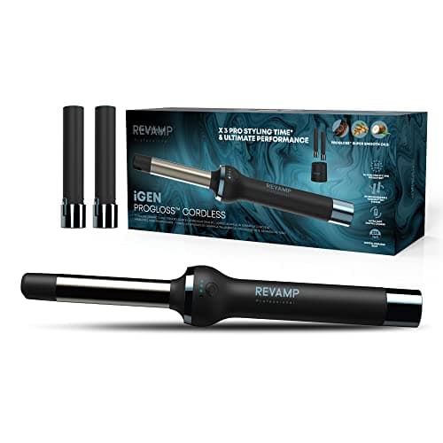 Image of Revamp iGen Progloss Cordless Ceramic Curling Tong for Short & Long Hair, Frizz-Free Results with Advanced Intelligent Heat Control