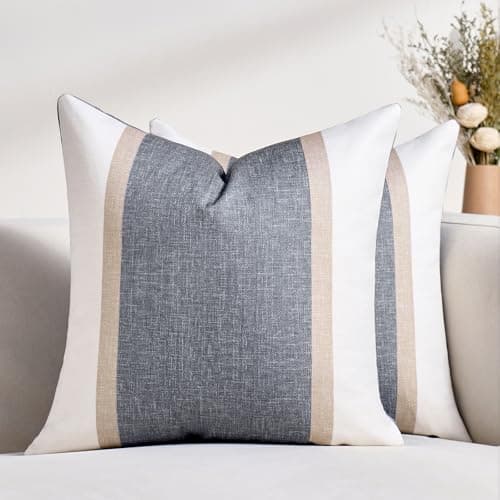Image of Grey Cushion Covers 45 x 45 Stripe Cushion Covers Decorative Square Throw Pillow Case Pillowcases for Couch Livingroom Sofa Bed with Invisible Zipper 45cm x 45cm