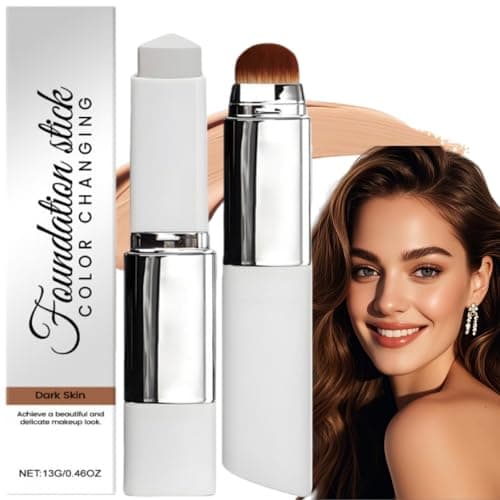 Image of 2-In-1 Concealer Cream Stick&Foundation,Colour Changing Foundation Stick for Mature Skin,Hydrating Colour Changing Fou-ndation Stick,Dual-Ended Concealer Balm,Full Coverage Foun-dation(Dark Skin Tone)
