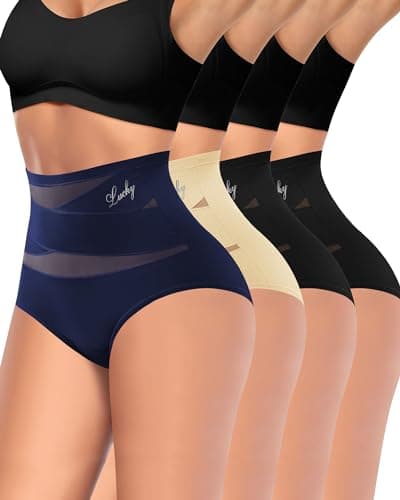 Image of MIOTAN Women's High Waisted Underwear Tummy Control Knickers 4 Pack Postpartum Panties Ladies Multipack (Multicolor,XXL)