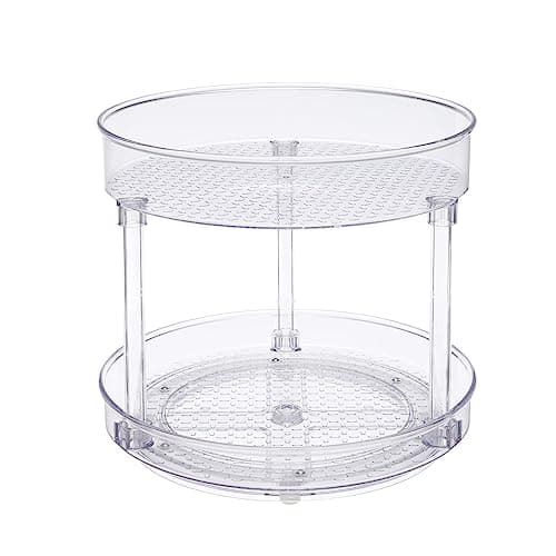 Image of Amazon Basics Clear 2-Tier Lazy Susan Turntable Organiser, 22.9 cm