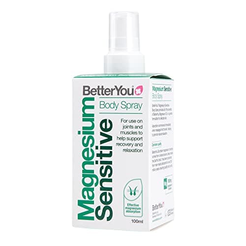 Image of BetterYou Magnesium Sensitive Body Spray, Pure, Clean and Natural Source of Chlorides, Spray, Vegan & Palm-Oil Free, 100 ml (600 Sprays)