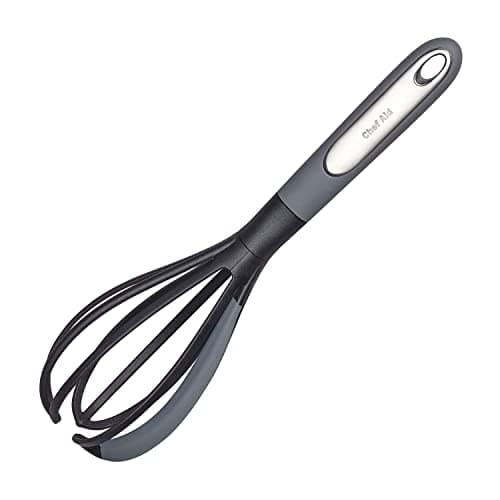 Image of Chef Aid Nylon Headed Whisk with Built in Silicone Bowl Scraper, Ideal for Whisk and Mixing Within the Pan Without Scratching, Comfort Grip Handle, BPA Free and Dishwasher Safe