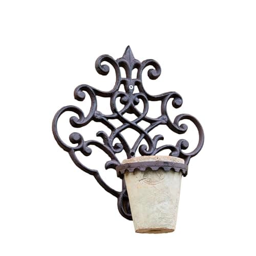 Image of Darthome Scroll Cast Iron Plant Pot Holder 30x32x15cm Antique Style Wall Mount Flower Planter Hanger