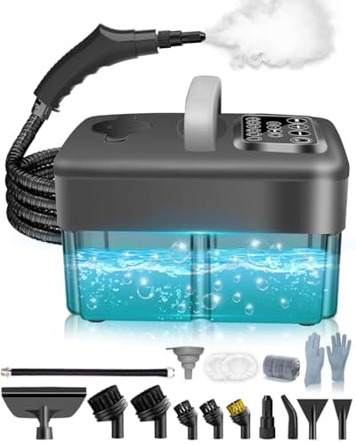 Image of Mecmic Steam Cleaner for Home - 1600ML Water Tank 15s Heat-Up Portable Steamer for Cleaning, 6 Level Adjustable, 2500W, 45PSI, 250°F Steam, Handheld Steam Cleaner for Car Detailing, Grease,Silver