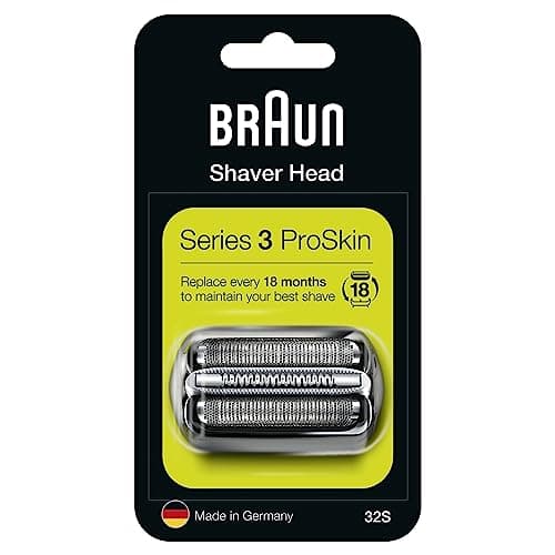 Image of Braun Series 3 Electric Shaver Replacement Head, Easily Attach Your New Shaver Head, Compatible with All Series 3 ProSkin Electric Shavers, 32S, Silver