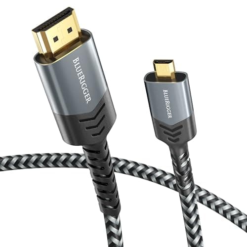 Image of BlueRigger Micro HDMI to HDMI Cable (3M, 4K 60Hz, Bi-directional,18Gbps High Speed Cord, HDR, ARC) - Compatible with GoPro Hero 7/6/5/4, Raspberry Pi 4, Sony A6300 Camera, Nikon B500, Yoga 3 Pro