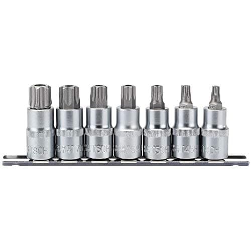 Image of Draper 16334 1/2" Square Drive TX-Star Security 55MM Socket Bit 7 Piece Set , Blue