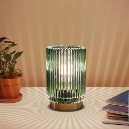 Image of MEKOTRIN Cordless Table Lamps for Home, Table Lights Rechargeable Decorative Wireless Light Glass Small Night Lamp for Bedroom Living Room Dining Home Tabletop Entryway Decor(Green)
