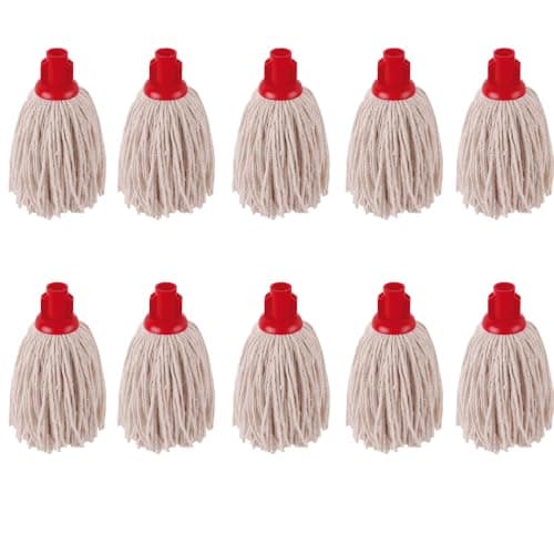 Image of Mop Heads Replacement Colour Coded Self Threading Socket Cotton Mop Head No 14 String Mop Heads Cotton PY Yarn Replacement Socket Mop Head Pack of 10.