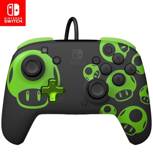 Image of PDP Switch Rematch Wired controller 1-UP Glow in the dark Officially Licensed by Nintendo - Customizable buttons, sticks, triggers, and paddles - Ergonomic Controllers
