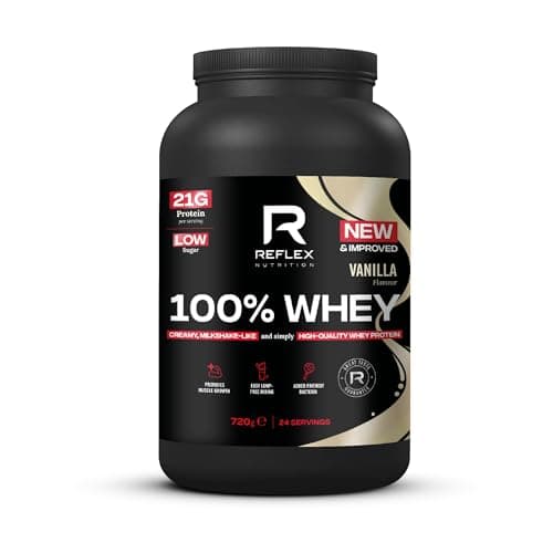 Image of Reflex Nutrition 100% Whey Protein - 80% Pure Whey Protein - EAA Amino Acids - No Added Sugar - Whey Protein Powder for Pre Workout & Post Workout Recovery (Vanilla, 720g, 24 Servings)